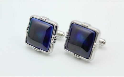 二宮閑山 有田焼カフスボタン るりブルー A24-153