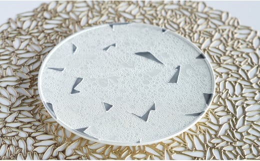 グレー角紋白泡雲銀 フラットプレート 2枚セット【松尾陶