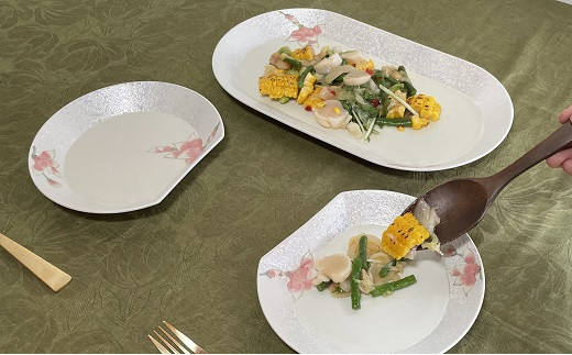 田清窯 組める有田焼 煌めく木蓮花 プレート皿 大 3枚セッ