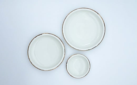 有田焼 ホワイト釉渕サビ 3種丸皿セット【中山陶和堂】食
