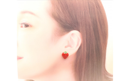 cocosara 有田焼 可愛らしい『いちご』のピアス＆ヘアゴム A8-