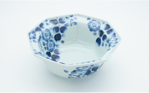 山口洋一工房 辻が花八角7.5寸鉢 有田焼 A95-9