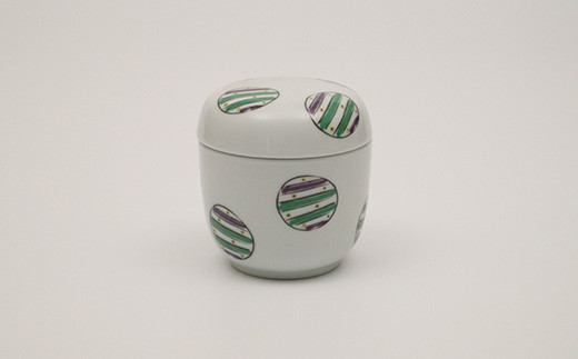 工房 賜光窯 有田焼 丸紋 台付ペア ナツメ蒸碗 A18-214