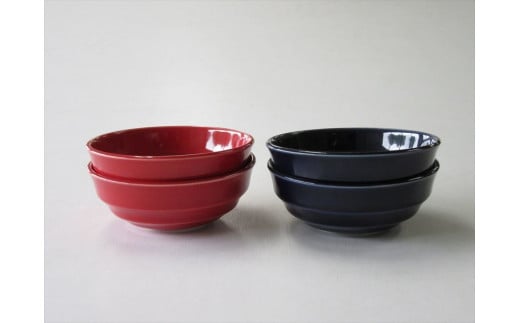 有田焼 赤釉&墨ルリ 波紋鉢 小 4個セット ARITA PORCELAIN LAB【ア