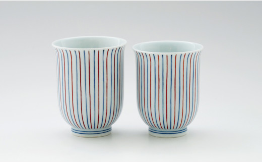 しん窯 青花 染錦十草反り組湯呑 有田焼 湯呑み ゆのみ カ