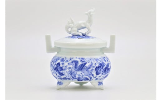 有田焼 禁裡御用（宮内庁）窯元 辻精磁社 染付葡萄唐草鳥