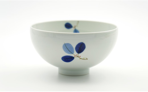 有田焼 染付葉紋 丼（麺鉢）＋豆小皿 深海三龍堂 A17-3