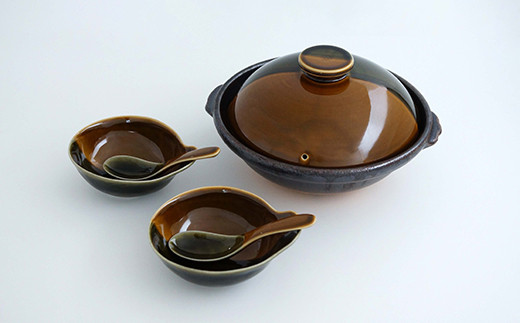 有田焼 掛分け 8号土鍋セット 2人用【金照堂】器 器 うつわ 