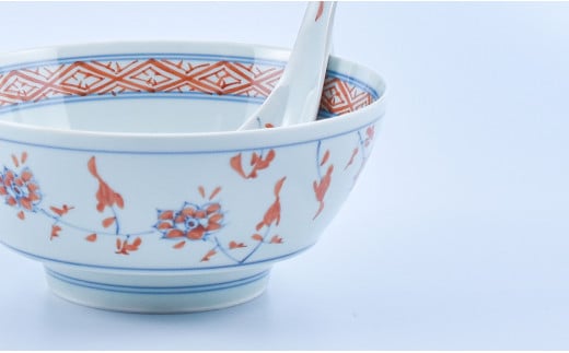 有田焼 究極のラーメン鉢 染花紋・赤花紋 ペアセット レン