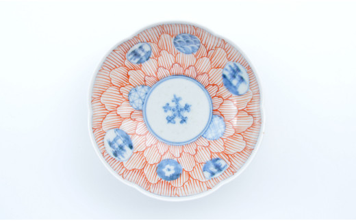 有田焼 文青 輪花預け鉢 丸紋花弁紋・山水松竹梅 2個セット