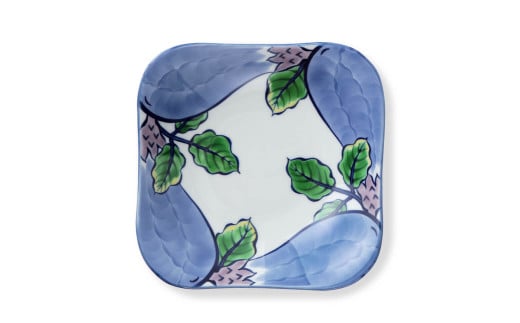 源右衛門窯 染錦縁茄子 角型 鉢 器 食器 鉢 茄子 野菜 有田