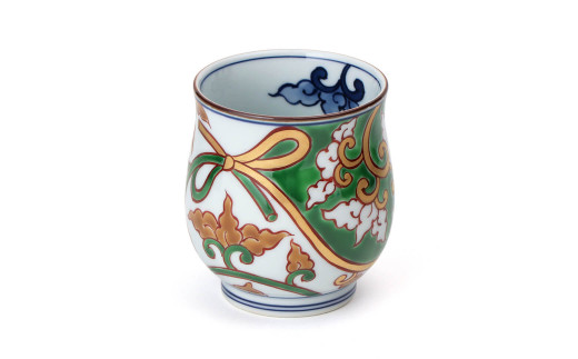 源右衛門窯 色絵結び唐草 組湯呑 食器 唐草 夫婦 湯呑 ペア 