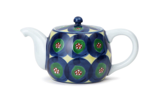 源右衛門窯 染錦丸紋 後手 急須 食器 お茶ポット ティーポ