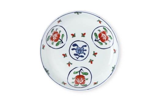 源右衛門窯 染錦牡丹丸紋皿 器 食器 皿 盛皿 プレート 有田