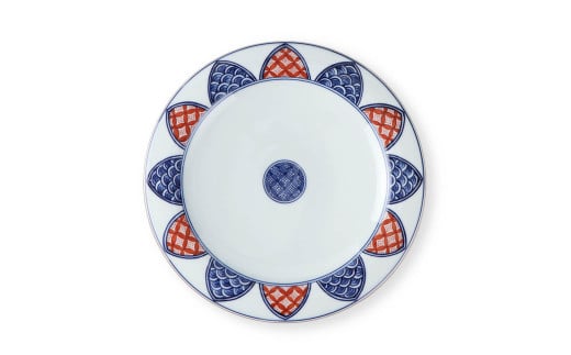 源右衛門窯 染錦波七宝文 皿 器 食器 盛皿 プレート 有田焼 