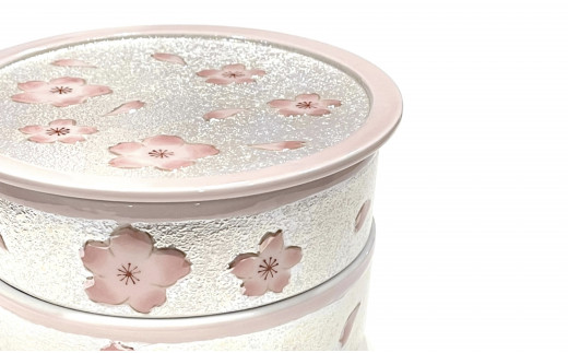 有田焼 春の器 虹彩桜二段重 24to3【西富陶磁器オリジナル】