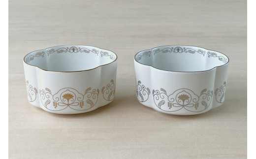 有田焼 其泉 ゆいからくさ 四つ葉形 ボウル 金 白金 ペア【