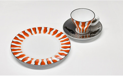 【有田焼・香蘭社】マリン・碗皿＆プレート4点セット A110-4