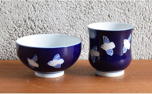 有田焼 ふくら雀 飯碗・湯呑セット【深川製磁】食器 器 う