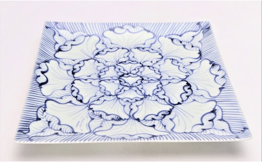 有田焼 染付花弁紋 正角皿 2枚セット【丸兄商社】食器 器 