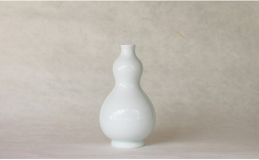 現代の名工 矢鋪與左衛門作 白磁 瓢箪(ひょうたん)型花入れ