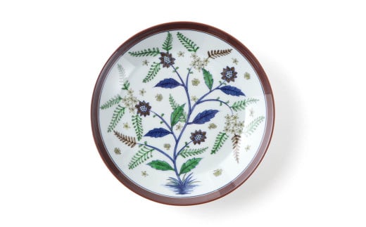 源右衛門窯 染錦更紗手花蝶文 深皿 器 食器 皿 カレー皿 パ