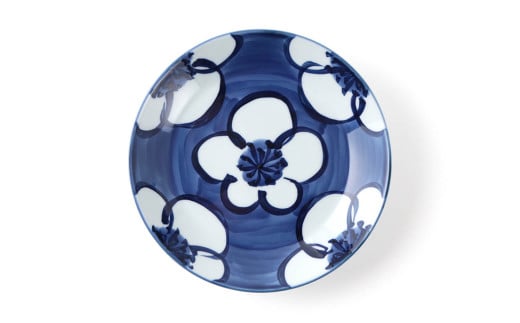 源右衛門窯 染付梅絵 深皿 器 食器 皿 カレー皿 パスタ皿 有