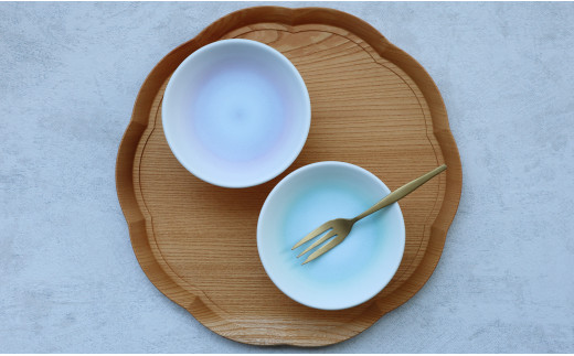 【まるふくオリジナル】有田焼 Pale Crystal 高台小皿 2点セッ