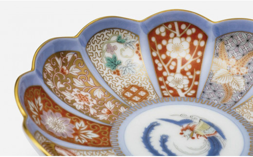 有田焼 染錦金彩鳳凰 ペア菊割取皿【深川製磁】とっておき