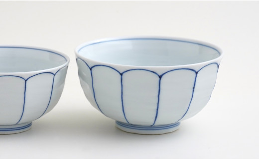 有田焼 福泉窯 染付呉須線面取茶付 大小セット お茶碗 シン