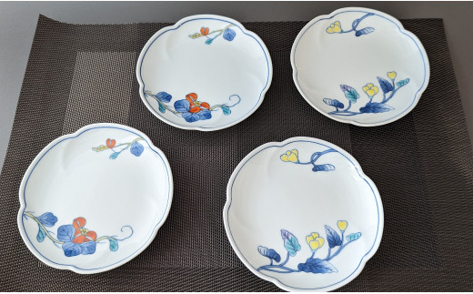 有田焼 黄花・紅花 銘々皿 4枚セット【東洋セラミックス】