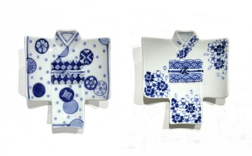 有田焼 染付 着物銘々皿 24to3 西富陶磁器 和柄 皿 食器 うつ