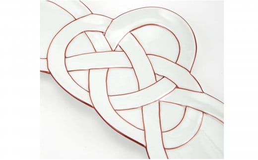 有田焼 朱線松結び 長皿 2枚セット 24to3【西富陶磁器オリジ