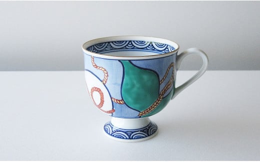 【篠英陶磁器オリジナル】 有田焼 色鍋島瓢紋 珈琲碗皿 篠