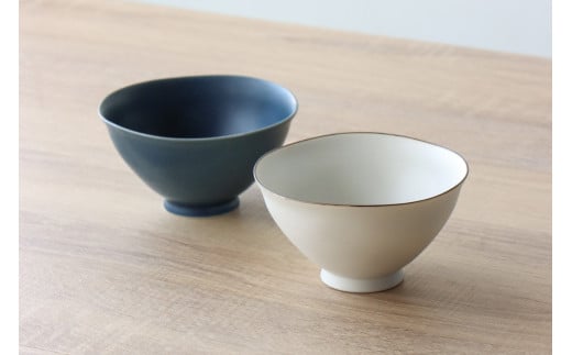 有田焼 ペア茶碗セット ルリマット&ミスト錆 ご飯茶碗【山