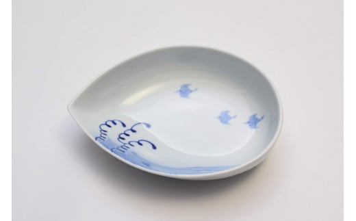 有田焼 染付波千鳥 刺身皿・組千代口【深川製磁】食器 器 