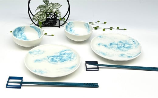 ARITAYAKI MUTSU 空（ブルー）17.5cm プレート・ボウル ペアセッ