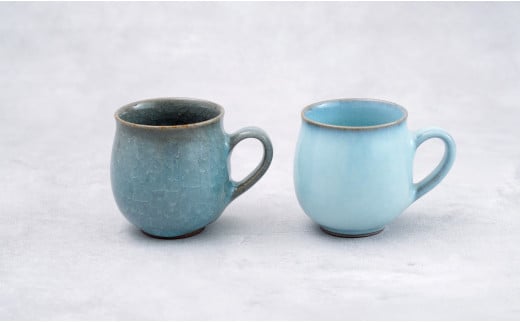 有田焼 貫入月白丸マグカップ 2色セット【梶原大敬 茂正工