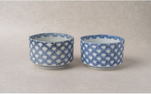 有田焼 青海波 手造り向付 2個セット【染付の器 匠】食器 