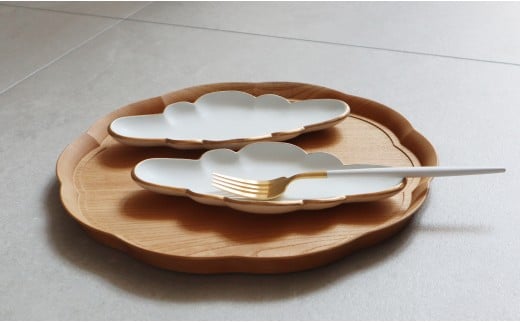 【アウトレット】 有田焼 Cloud 雲形のお皿（ ホワイト ）2枚