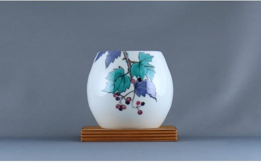 有田焼 茶香炉〈山ぶどう文〉【赤絵白磁硯処 雪月花】手描