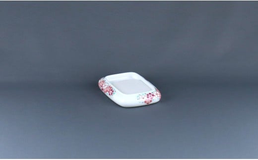 有田焼 有田焼すずり〈花集文〉【赤絵白磁硯処 雪月花】手