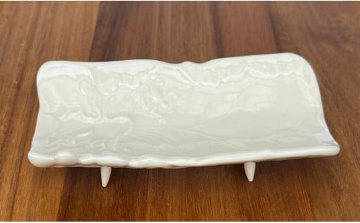 有田焼 定窯風睡蓮彫 茶則 四足長皿 2枚 セット【有田焼 花