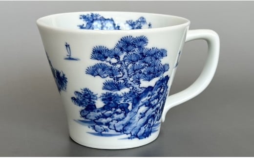 有田焼 手描き 山水絵マグカップ 【起山窯】食器 うつわ 器