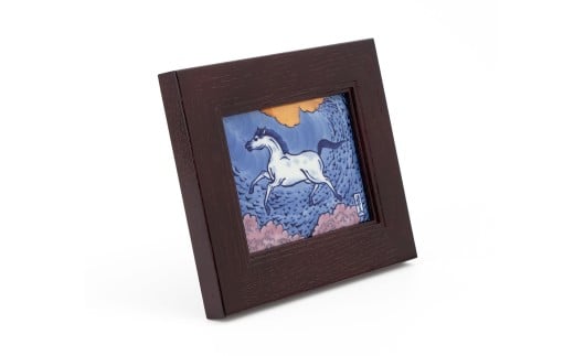 有田焼 染錦午絵 陶額【源右衛門窯】干支 午 うま 縁起物 