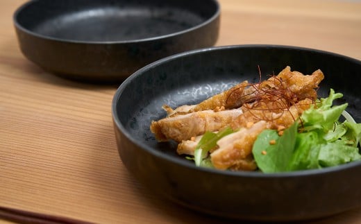 有田焼 17cm カットボウル 黒陶 2点 セット【金善製陶所】和