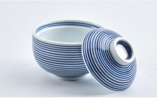 有田焼 かわいい千筋ミニ小蓋物 赤青 ペア【まるぶん】食