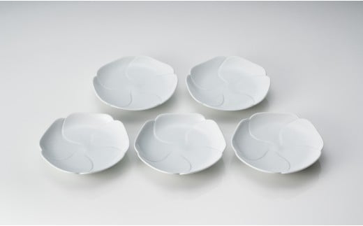 有田焼 白磁花小皿 5枚組【中仙窯】中尾純 伝統工芸 作家 