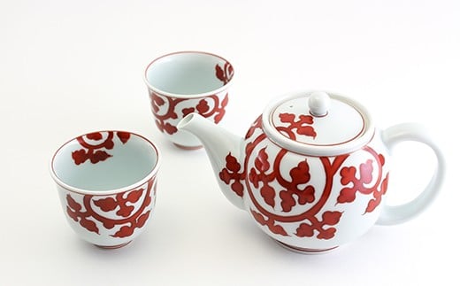 源右衛門窯 赤絵唐草文 茶器 食器 有田焼 お茶セット 有田