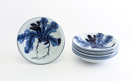 源右衛門窯 染付根菜図 器 食器 皿 カレー皿 根菜 有田焼 A11